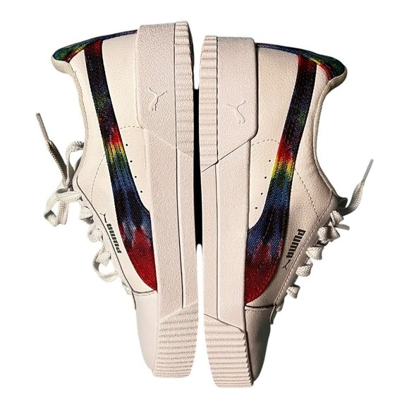 Puma Carina Tie Dye Women's Athletic Shoe White Rainbow Size 7.5 Tennis Sneakers - Picture 10 of 13